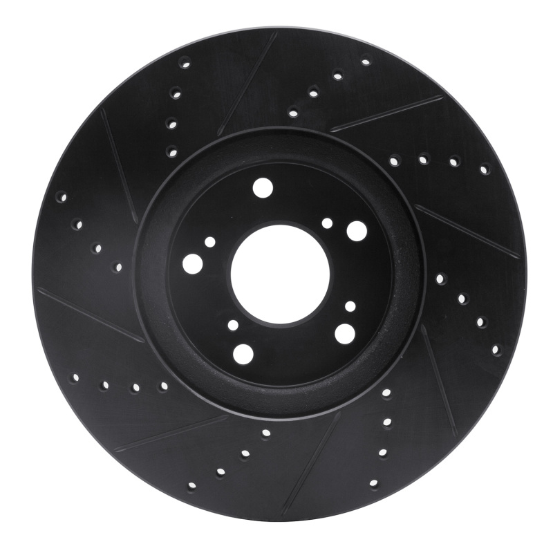 Acura TL Brake Rotor (1) - Front Right - R1 Concepts - Drilled & Slotted - Black - `04-`08